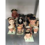 A large collection of character jugs, mainly Royal Doulton including Dicky Bir, w c grace, Compton