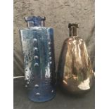 Two large handmade glass vases.