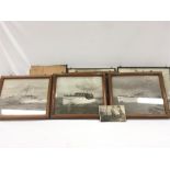 A quantity of framed boat pictures. inc d day boats etc CAUTION: BROKEN GLASS.
