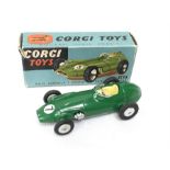 Corgi Toys 152 BRM Formula 1 Grand Prix Racing Car in dark green with RN '7', in blue box.
