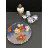 A Royal Doulton floral painted charger together with a 19th century part teaset, etc.