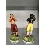 Two reproduction boxer figures of Tom Molyneux and Tom Cribb.