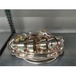 A quantity of silver plated items. serving dishes etc