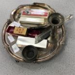 A quantity of silver plated items, salver, vase, etc