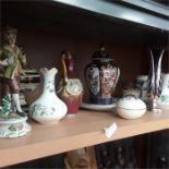 Various china items to include a Capo Di Monte figure together another figurine and a brass table