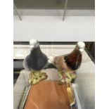 Two Beswick Pigeons in a buff and glazed grey and brown glaze. Number 1383.