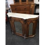 An Victorian inlaid Credenza with marble top.