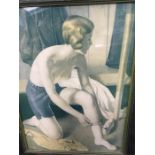 Three pictures: A print of The young Rower by L. Glasson painted in oil in 1932, acclaimed by The