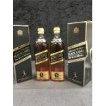2 Bottles of Johnnie Walker Black Label Old Scotch Whisky, boxed.