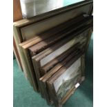 A collection of six pictures. R Hicks 18c style and Pat Langton gilt frames