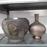 Two oriental style metal pots.