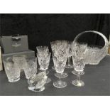 Waterford: Ashling pattern large wine goblets (5), one chipped, and 5 smaller wine glasse,