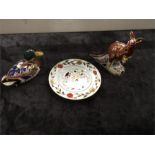 Royal Crown Derby: The Australian Collection Kangaroo paperweight, a duck paperweight and a tea