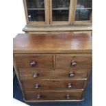 A Victorian chest of two over three drawers.