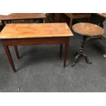 A Victorian inlaid tripod wine table together with a Georgian 1820's kitchen table.