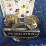 Various AA magazines together with two AA badges and a Morris badge