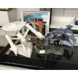Three Aurora Star Trek kit-built models: No.922 Mr Spock (painted); No.921 USS Enterprise; No.923