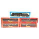 Airfix 54121-3 Royal Scot 4-6-0 tender locomotive in BR livery (VG/E boxed). Together with four