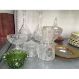 An American Steuben lustre glass plate (af) and other mixed glass.