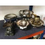 A quantity of silver plate and other items.