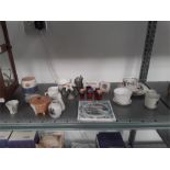 A quantity of mixed china to include small Poole Pottery pots, Poole Quay Carter Tile and other