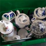 Various china items to include teapots, plates and a Poole pottery jug and basin.