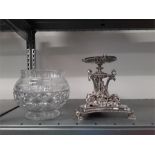 A Victorian silver floral embossed plated and glass mounted a bowl centrepiece.