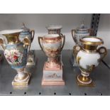 A French painted vase, Vienna design together with decorative china, pedestal vase and other vases.