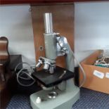 A Printz microscope in wooden case.