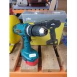 A Makita 18v battery drill together with a Wilko 14.4v drill.(1&23).