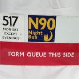 An enamel bus stop sign depicting the 517 N90 night bus.