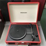 A Crosley record player.