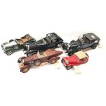 Five Franklin Mint 1/24 scale models: 1929 Rolls Royce Phantom I; 1930 Bugatti Royale Coupe