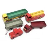 Five Dinky Toys commercial models: Shell AEC Tanker (G/VG), Leyland Octopus (G/VG but with small