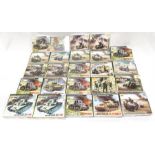 24 x Zvezda (Russia) military figure and model kits, plastic 1/72 and 1/100 scale. Mostly sealed,