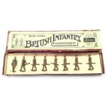 Britains No.195 British Infantry set, comprising: Marching Officer carrying Baton; 7 x Infantrymen