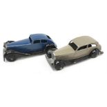 Two Dinky early post-war 30/ 36 series cars: 30b Rolls Royce in fawn with black open chassis and