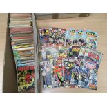 Large quantity of Marvel and DC comics, includes Spiderman, The Invaders, Fantastic Four and Justice