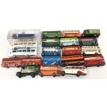 20 x Corgi and other bus and commercial trackside diecast models, includes 'The Great Book of Corgi'