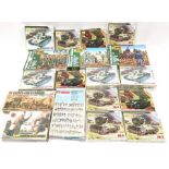 18 x 1/72 and 1/100 scale plastic military figure and model kits by Zvezda, Revell and others,