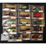 Quantity of Corgi Classics commercial and bus models in grey window boxes, includes #97120 Bedford O