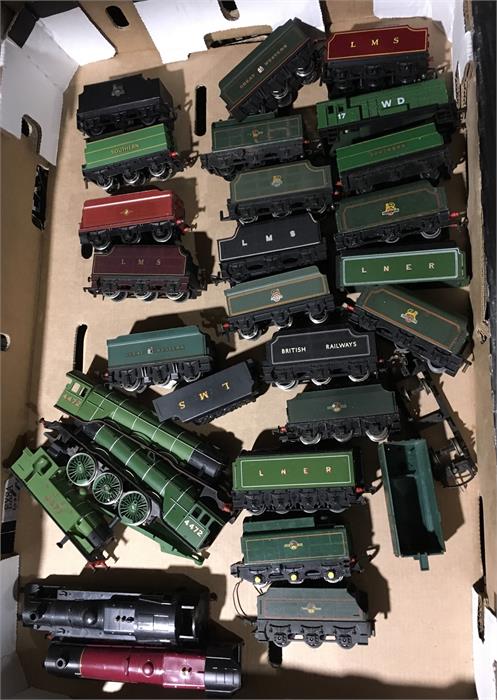 Five locomotive bodies, together with various tenders including six motorised by Hornby and others