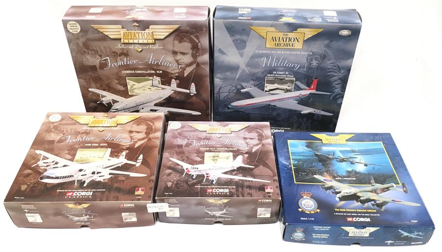 Five Corgi Classics The Aviation Archive aircraft models: Military #48505; Frontier Airliners #