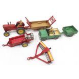 Selection of Dinky farm models, includes 300 Massey Harris Tractor and 340 Land Rover. Overall F-