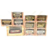 Nine Corgi British Tram Company and one Original Omnibus tram models. E-M and boxed (