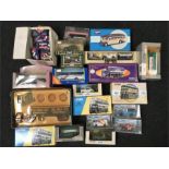 Quantity of Corgi and other diecast car and commercial models, includes buses. Conditions vary,