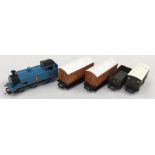 Hornby Thomas The Tank Engine 0-6-0 locomotive, together with two coaches and two vans. Appear VG,