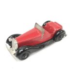 Dinky Toys 36e Salmson 2-Seater in red with black chassis, ridged hubs and tinplate windscreen. Some