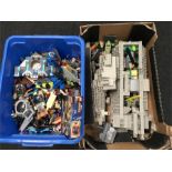 Quantity of assorted Lego and minifigures, includes Bionicles, battleship parts and 76002 Superman