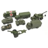 Eight Dinky Toys military models, includes 661 Recovery Tractor and 677 Armoured Command Vehicle.